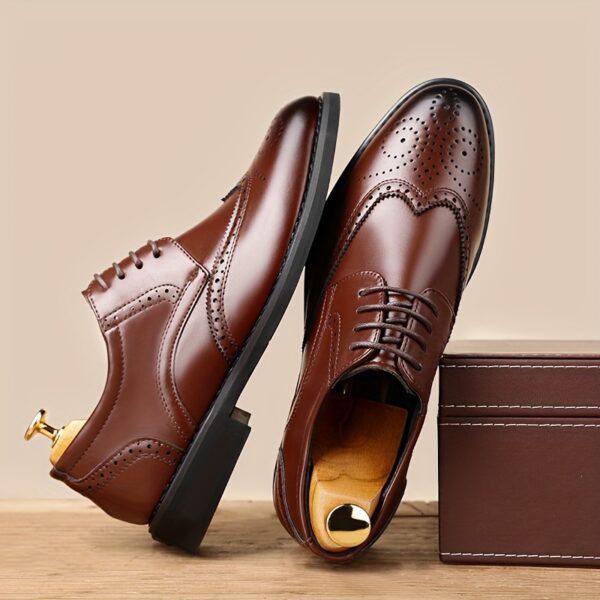 JIT2025 Men'S Versatile Dress Shoes - Black Brogue Oxford with Lace-Up Closure, Rubber Sole, and Faux Insole for Business, Weddings, and Formal Events, Formal Footwear | Elegant Footwear | Durable Footwear - Image 4