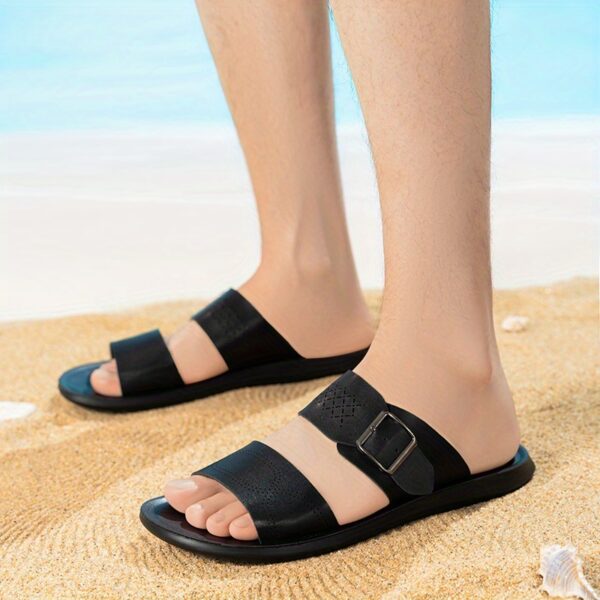 COMFIDAILY Men's Slip-On Sandals - Lightweight Quick-Dry Beach Shoes with Non-Slip PU Sole, Slip-On Bathroom Slides for Pool, Home, Travel - All-Season Indoor/Outdoor House Shoes (Men), Wide Width Sandals, Casual Footwear, Crisscross Strap Design, Shoes - Image 11