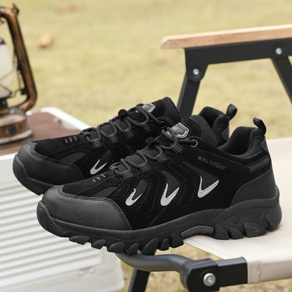 Men's Outdoor Hiking & Running Shoes - Breathable Low-Top Trekking Shoes with Non-Slip PVC Sole, All-Season Lightweight Design for Trail Running, Camping & Urban Adventures - Black, Hiking Gear, Adventure Footwear, Sporty Style, Durable Construction, Versatile Footwear, Fitness Lovers