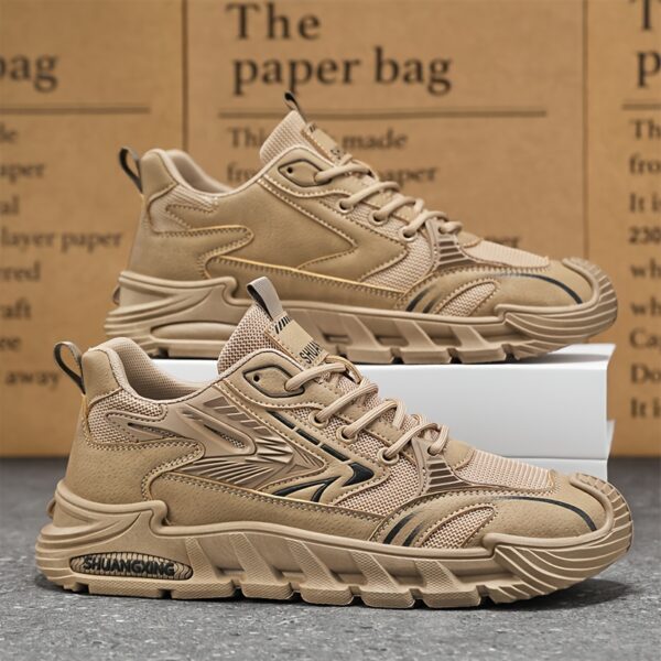 Men's Spring 2025 Fashion Sneakers - Versatile Casual & Sporty, Lace-Up, Breathable Fabric, Non-Slip PVC Sole for Outdoor, Running & Casual Attire