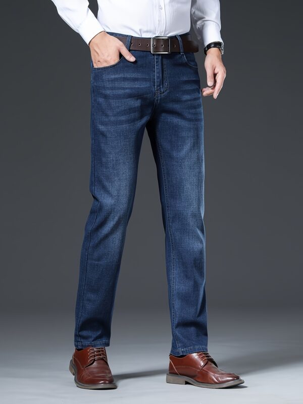 Men'S Premium Thick Straight-Leg Jeans for All Seasons - Image 9