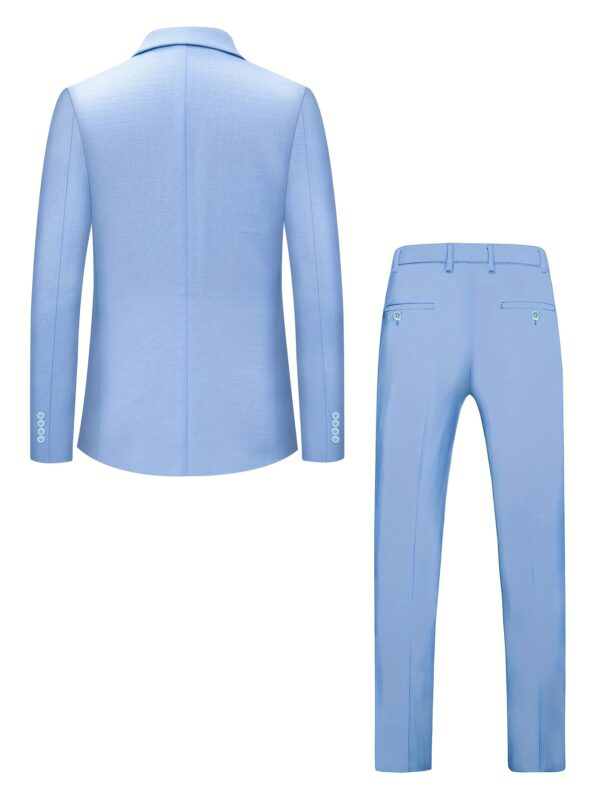 Men's Spring/Summer Wedding Suit Set with Notch Lapel Jacket and Pants - Image 2