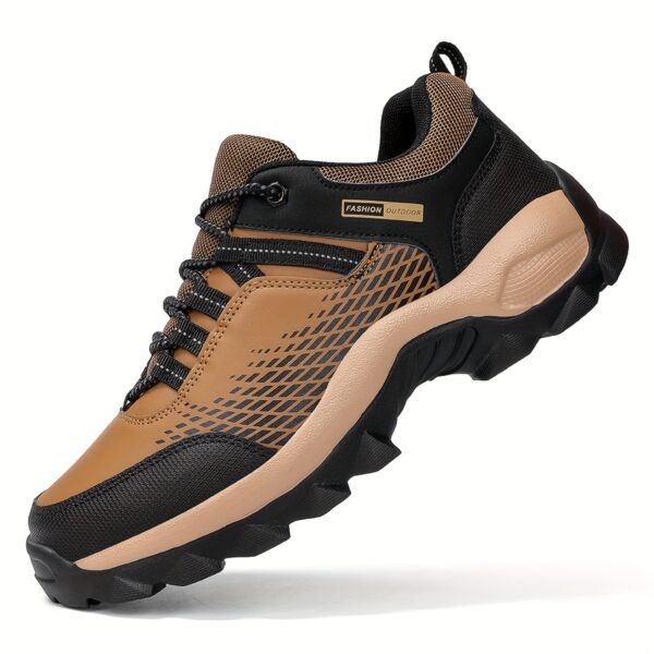 Men'S Breathable Hiking Shoes - Lightweight, Non-Slip Sole, Durable for Outdoor Trekking and Trail Running, Black Mesh Upper with Faux Cover Sole, Lace-Up Closure, EVA Cushioned Sole, Trail Running Shoes | Sleek Hiking Footwear | Durable EVA Sole - Image 3