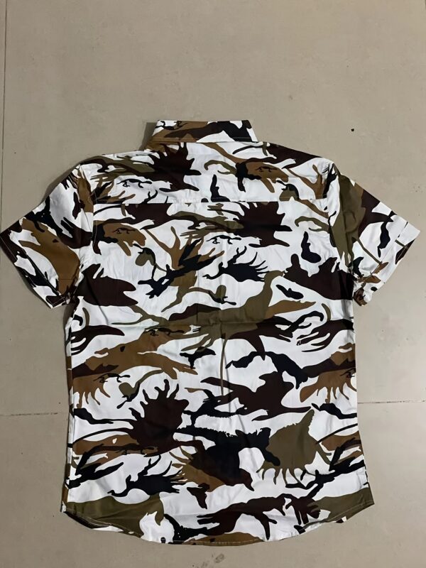 Men's Summer Camo Cotton Shirt - Casual Outdoor Short Sleeve with Chest Pocket, Vintage Style, Non-Stretch Fabric, Plaid Print, Regular Pattern, Military Uniform - Image 5