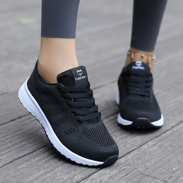 All-Season Women'S Breathable Mesh Sneakers - Lightweight Lace-Up Running Shoes, Comfortable Casual Walking Shoes with EVA MD Sole, Fabric Upper & Insole for Work, Travel, and Sports, Casual Wear Sneakers | Stylish Laceup Shoes | Breathable Mesh Upper - Image 3