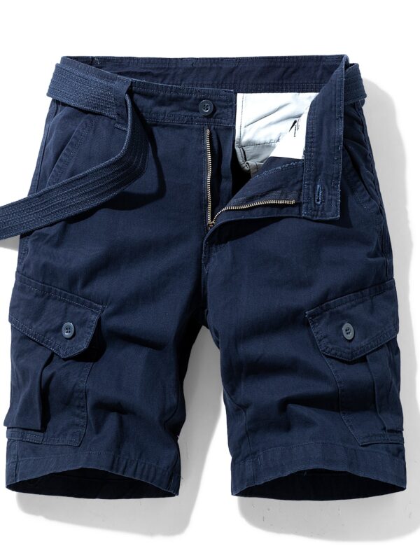 Men's 100% Cotton Solid Shorts With Multi Pockets, Casual Shorts For Summer