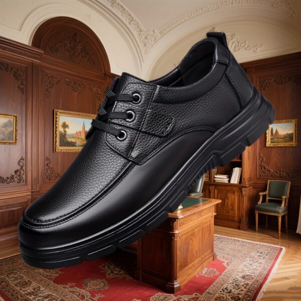 Premium Genuine Leather Classic Men's Business Casual Shoes, Formal Loafers for Driving and Outings, Solid Color Genuine Leather with Lychee Pattern Upper, Lace-Up Design, Wearable in All Seasons, Thick Sole Durable Anti-Slip, 7 Sizes Available, Suitable for Business, Leisure, Weddings, Parties, Work, Travel, and Vacation