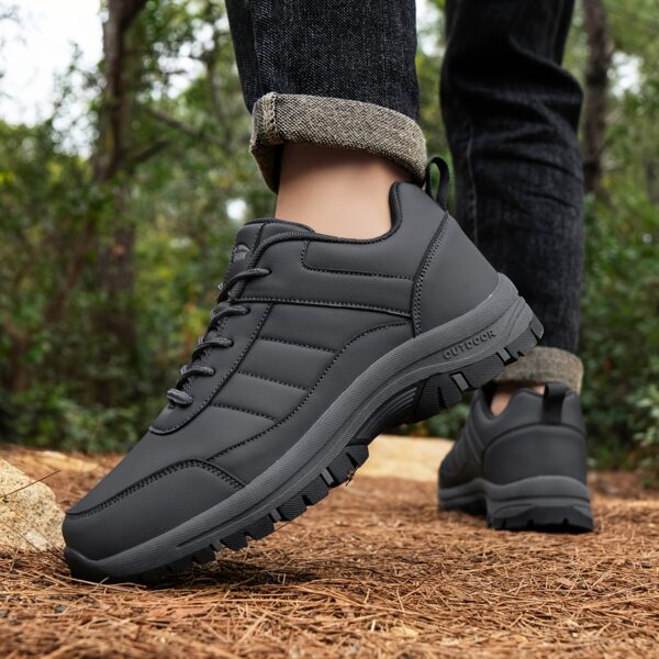 Men's Low-Top All-Season Hiking Sneakers, Black with Gray Accents, Non-Slip Durable Outdoor Sneakers for Men, Lightweight & Breathable for Hiking, Camping, and Casual Wear - Image 10