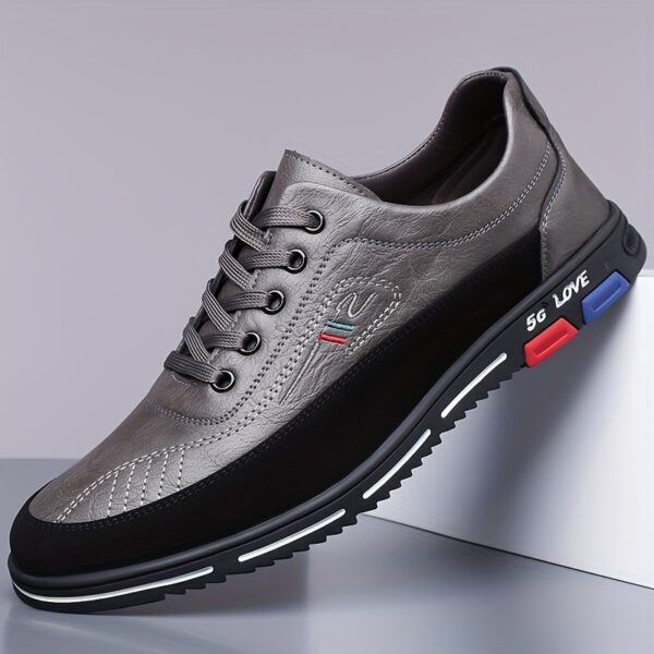 Men's elegant lace-up casual shoes, featuring full-sole embossed texture design and comfortable formal business attire footwear with supportive thick soles and easy slip-on elastic side openings. Crafted from high-quality durable materials, suitable for office wear and various occasions, perfect for 11 festive events