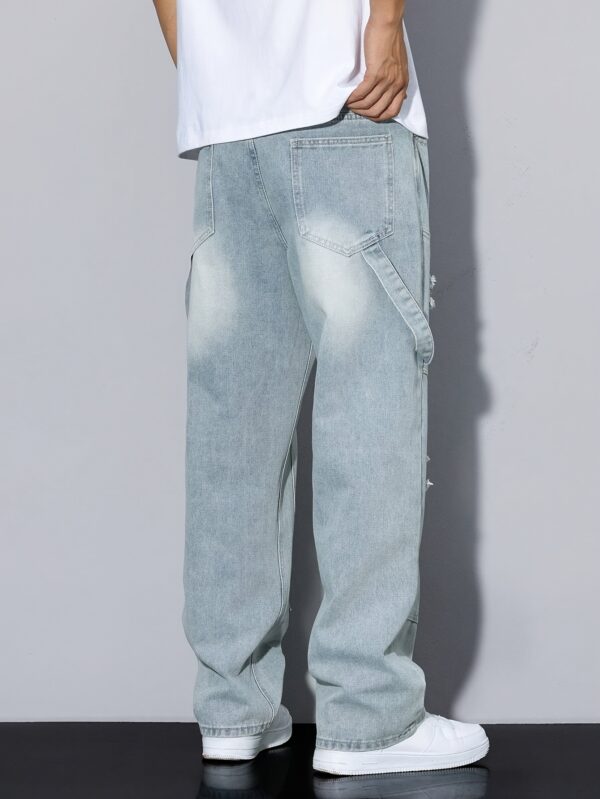 Men's high-end retro ripped patchwork light-colored jeans, perfect for all seasons, worth having. - Image 4