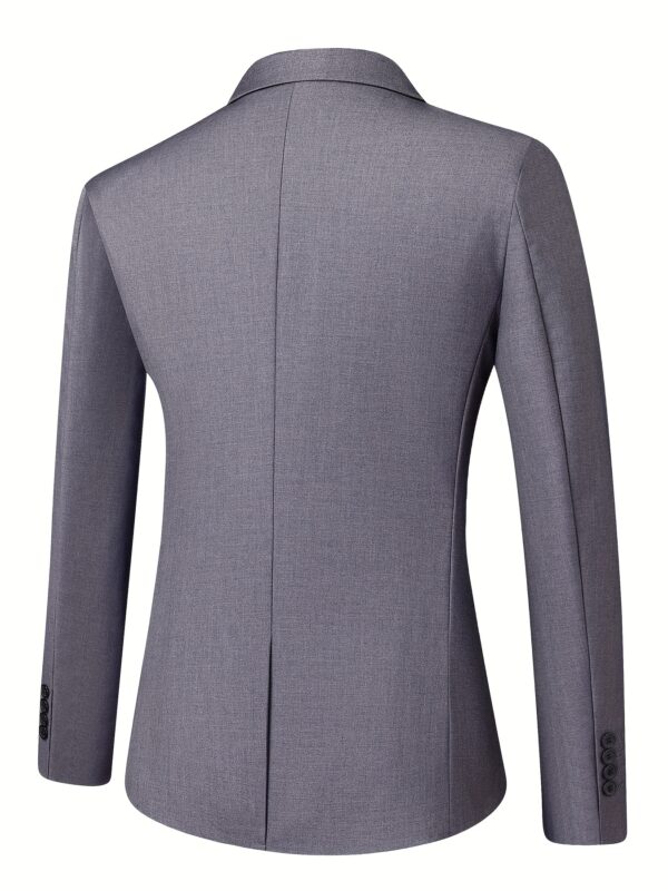 Men'S Casual Suit Set - Light Gray Double-Breasted Blazer, Matching Pants, Non-Stretch Fabric, Regular Fit, Button-Up, Ideal for Work, Spring/Summe - Image 5
