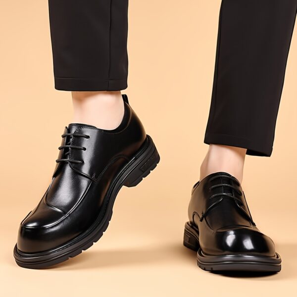 Men's Genuine Leather Dress Shoes - Formal & Casual Lace-Up Shoes, Brown, Cushioned Insole & Non-Slip Sole for Wedding, Office, Everyday - All-Season Formal & Everyday Footwear, Office Ready Shoes, Sophisticated Shoe Design, Durable Pu Sole - Image 9