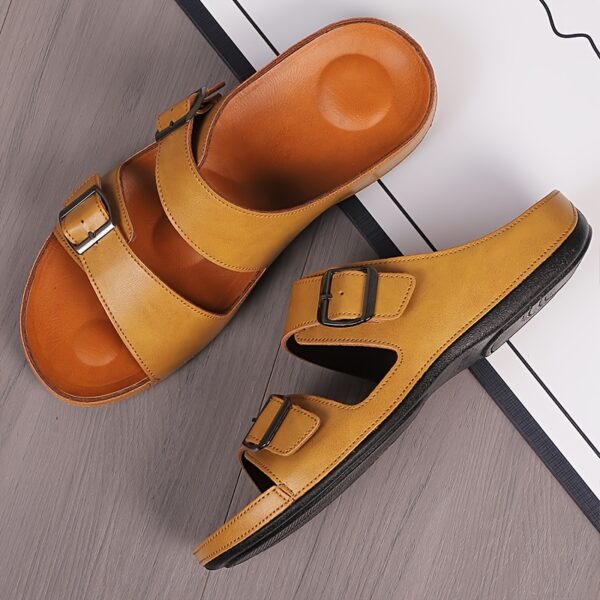 Men's Solid Color Open Toe Breathable Slippers, Comfy Non Slip Casual Durable Walking Shoes, Men's Summer Footwear - Image 11