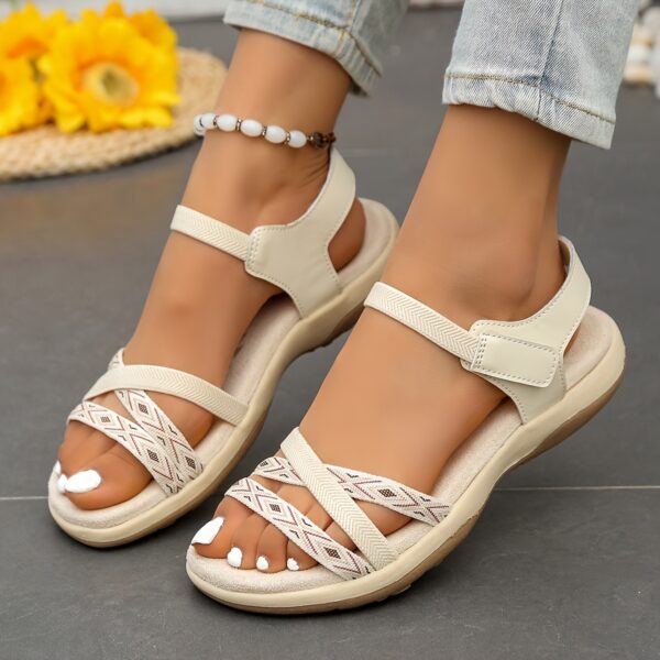 Women's Summer Breathable Lightweight Adjustable Straps Open-Toe Sandals with Soft TPR Sole & Ankle Bracelet - Casual Sporty Beach Shoes for Walking, Errands, Outings, Summer Footwear, Decorative Braided Detail, Cushioned Comfort Insole - Image 11
