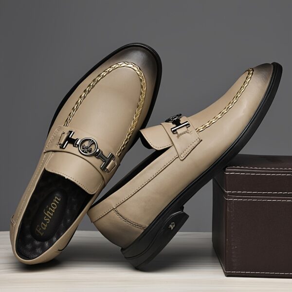 Men's Handmade Formal Wedding Shoes, Durable Thick-Soled Slip-On Casual Business Party Office Daily Wear - Image 9