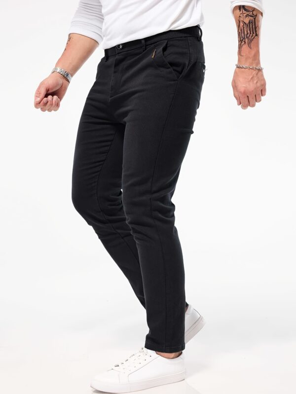 Men's Slim-Fit Stretch Casual Pants - Olive Green, Cotton Blend, Button Detail, Machine Washable, Versatile Style for All Seasons - Image 8