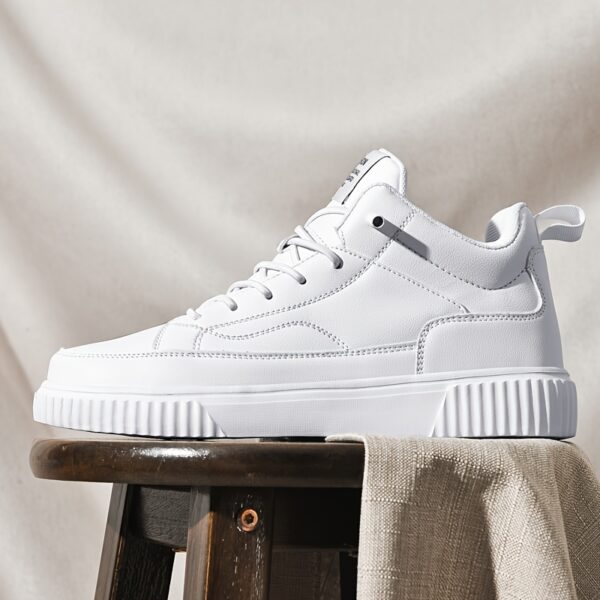 Men's Trendy Solid High Top Skate Shoes, Comfy Non Slip Casual Lace Up Sneakers For Men's Outdoor Activities - Image 2