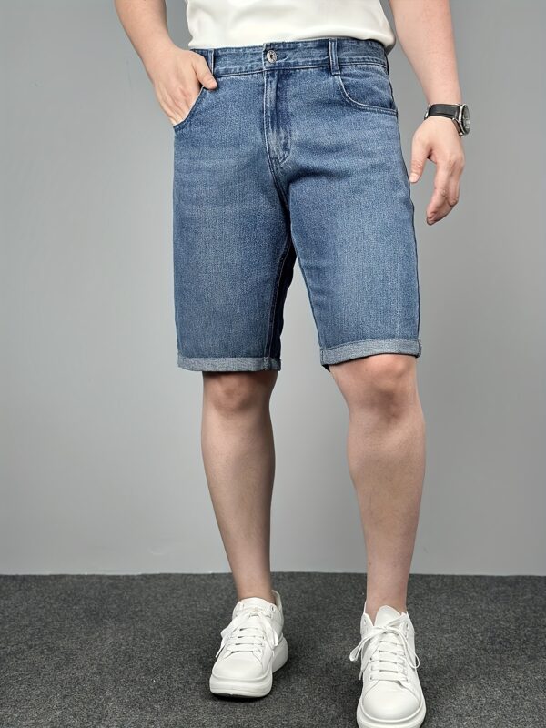 Men'S Summer Straight-Leg Denim Shorts - Slim Fit, Light Wash, Casual Style, Comfortable & Stylish for Casual Attire, Jeans Shorts - Image 3