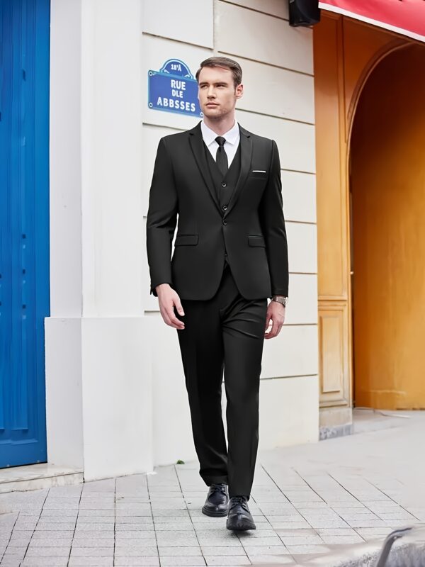 Men'S 3pcs Suit Set with Jacket, Trousers and Vest for Wedding, Party, or Formal Occasions Groom Groomsmen - Image 4