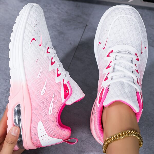 1 Pair Women's Breathable Mesh Running Shoes, All-Season Cushioned Stability Sneakers with Faux Sole and Fabric Insole for Casual Travel