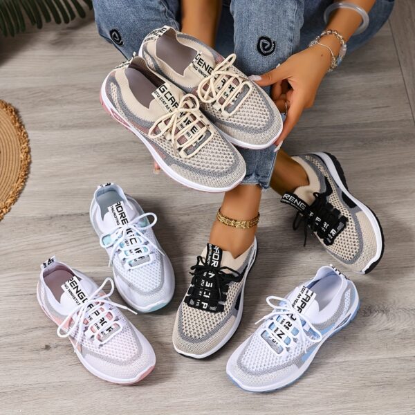 Women'S Lightweight Breathable White Sneakers - Comfortable Low-Top Lace-Up Walking Shoes with Non-Slip PVC Sole, Ideal for Travel, Shopping, and Casual Wear, Casual Footwear | Stylish Laceup Shoes | Comfortable Footwear - Image 13