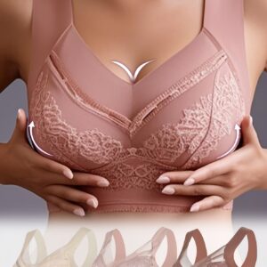 3pcs Women'S V-Neck Lace Bras - Solid Color, Breathable Mesh, Full Coverage, Elegant High Elasticity, Wireless with Floral Lace Detail, Perfect for Yoga & Sports