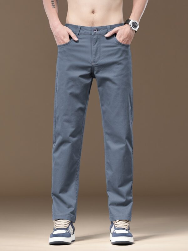 Saleisi Men'S Casual Cotton Blend Pants - Comfortable & Durable, All-Season Style with Elastic Waistband, Regular Fit, Button Fly, Ideal for Everyday & Business Casual Wear, Everyday Comfort|Stylish Casualwear|Polyester Lined Pants - Image 10