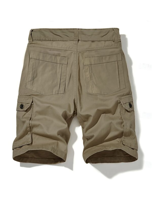 Men'S Khaki Cargo Shorts with Multiple Pockets - Stylish Utility Shorts for Casual Streetwear, Non-Stretch Fabric, Regular Fit, Zipper and Button Closure, Casual Wear Shorts | Functional Fashion | Glossy Finis - Image 2