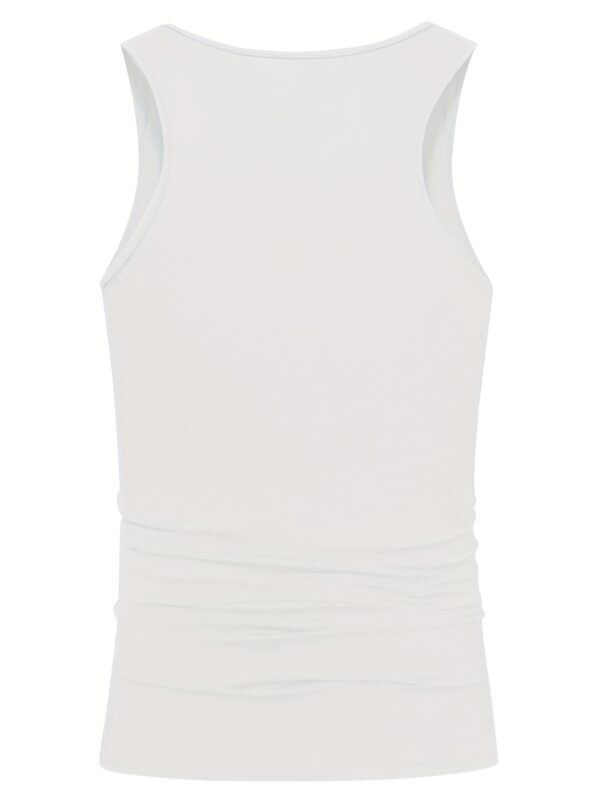 3pcs Men'S Cotton Blend Tank Tops - Breathable, Stretchy, Solid Color (White, Gray, Black) - Perfect for Spring & Summer Casual Wear - Comfortable & Durable Fabric - Image 2