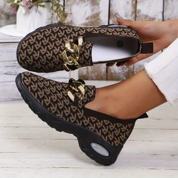 Women's Breathable Hiking Shoes With EVA Outsole, Geometric Pattern, Moisture-Wicking Fabric, Suitable For All Seasons - Image 3