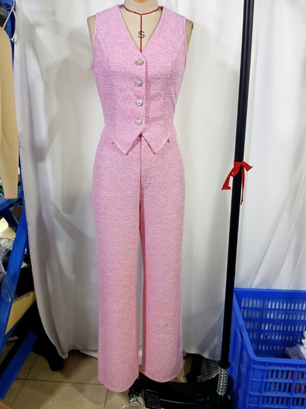 New Stylish Versatile Vest Top with Buttons, Sleeveless Cardigan, and Slim-Fit Comfortable Pants, Casual Commuter Two-Piece Set for Women. - Image 7