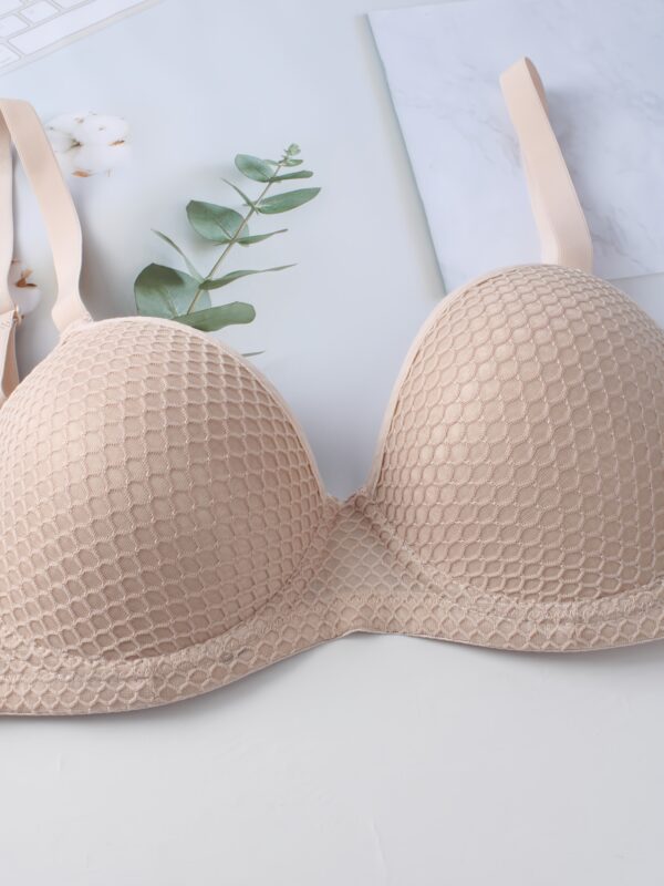 4pcs Women'S Minimalist Mesh Bralette Set - High Support, Push-Up Style, Non-Removable Padding, Underwire for Mature Women, Beige, Red, Black, White, Adult Fashion Bra | Minimalist Design | Comfortable Fit - Image 5