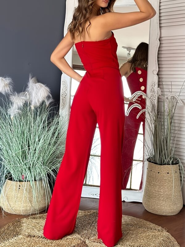 New Spring And Summer Strapless Jumpsuit for Women, Featuring Button Decorations And a Stylish Flared Design, Perfect for Outings And Gatherings. - Image 5