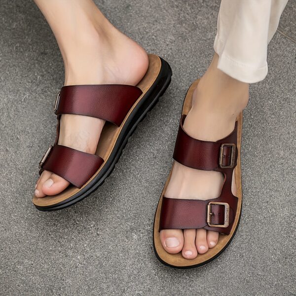 New Adjustable Buckle Slip-On Sandals: Stylish Casual Beach Shoes for Indoor and Outdoor Use, All-Season Vacation Style Men's Slippers - Image 5