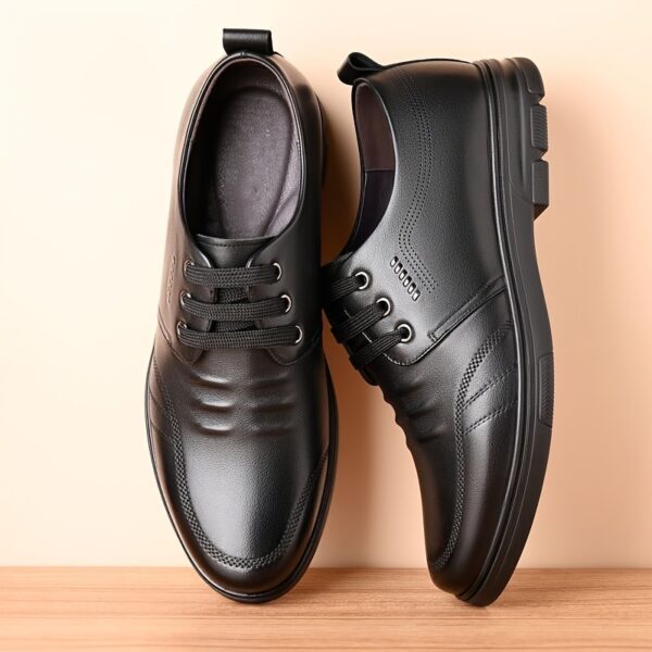 Men's Plus Size Classic Design Business Casual Loafers, Formal Shoes for Weddings and Parties, Solid Color Upper with Lace-Up Design, Wearable in All 4 Seasons, Thick Sole Durable Anti-Slip, Available in 9 Sizes, Suitable for Work, Travel, Vacation, and Formal Occasions - Image 5