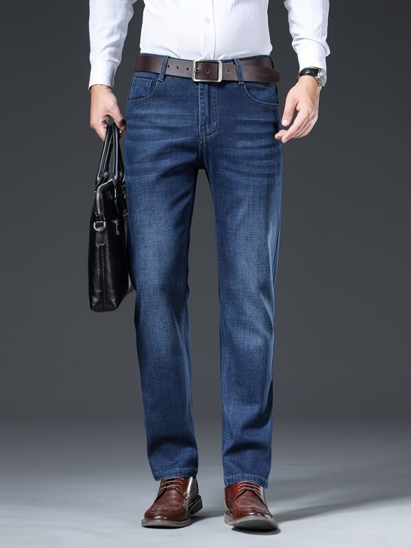 Men'S Premium Thick Straight-Leg Jeans for All Seasons - Image 5