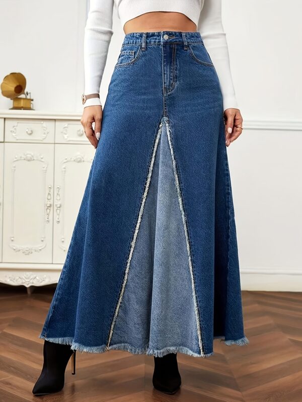 European and American Women's long spliced half skirt with umbrella-shaped fringe A-line dress