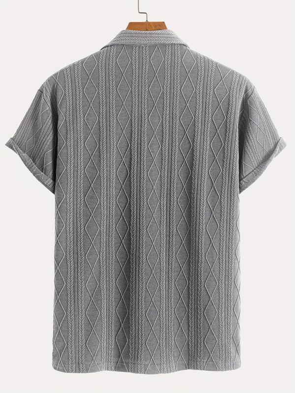Men'S Casual Green Short-Sleeve Shirt with Diamond Pattern, Casual Summer Shirt for Adults, Casual Summer Wear | Diamond Pattern Shirt | Casual Style Shirt - Image 7