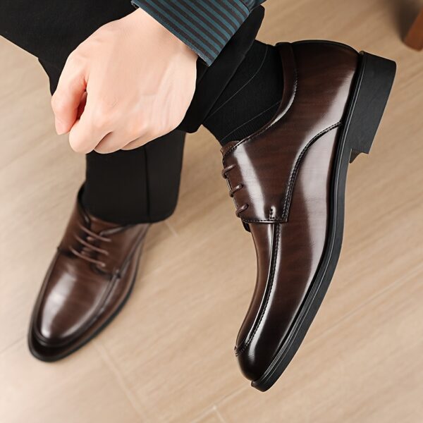 Business Formal Classic English Style Oxford Shoes, Pointed Brown Lace-up Derby Shoes, Suitable for Weddings, Parties or Black Tie Occasions 23678 - Image 6