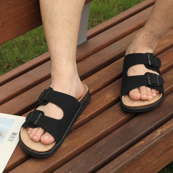 Men's Trendy Open Toe Breathable Slippers With Double Buckle Straps, Comfy Non Slip Casual Slides, Men's Summer Walking Shoes - Image 8
