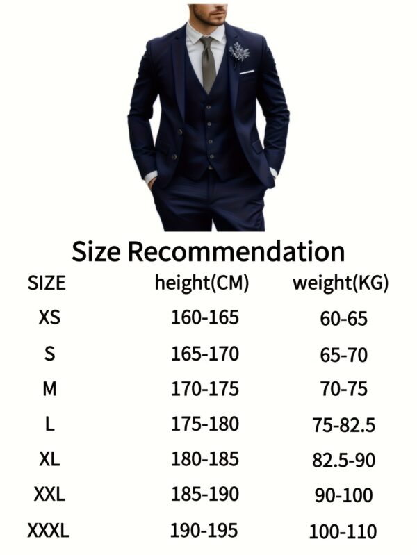 Men's Three-Piece Suit Set with Trousers and Vest, Suitable for Weddings and Important Occasions - Image 5
