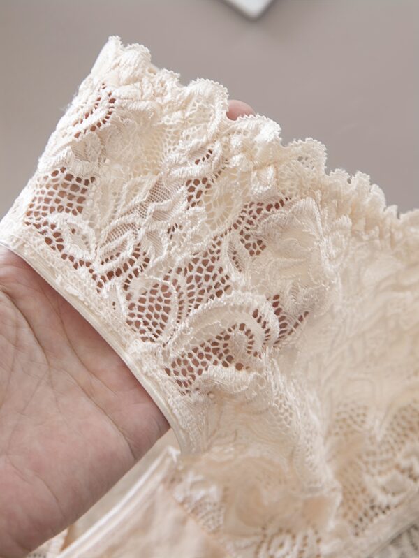 4pcs Women'S Sexy Jacquard Lace Panties - Breathable & Comfortable Mid-Rise Briefs with Floral Pattern, Lace Trim, And Zipper Detail (Pink, Blue, White, Black), Comfortable Underwear | Floral Jacquard Design | Delicate Lace Fabri - Image 9
