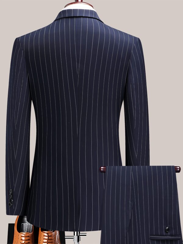 Men'S Striped Suit Set for Business Casual And Formal Events, Featuring a Lightweight Design Suitable for Spring And Autumn. The Two-Piece Suit Is Durable, Wrinkle-Resistant, And Does Not Adhere to Hair, with a Double Button Closure. - Image 6