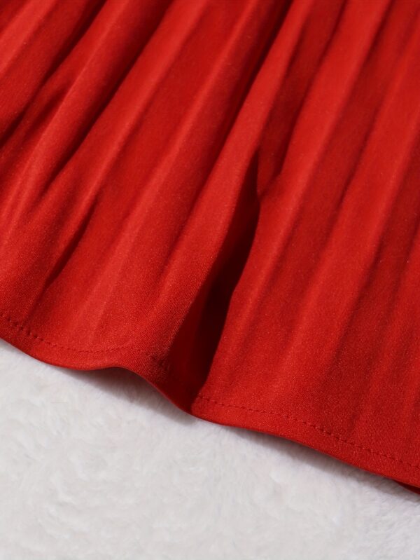 Elegant Red Sleeveless Pleated Wide-Leg Jumpsuit for Women - High Neckline with Scarf Detail, Machine Washable, Perfect for Spring/Summer/Fall, Autumn Cocktail Wear, Nontransparent Fabric - Image 5