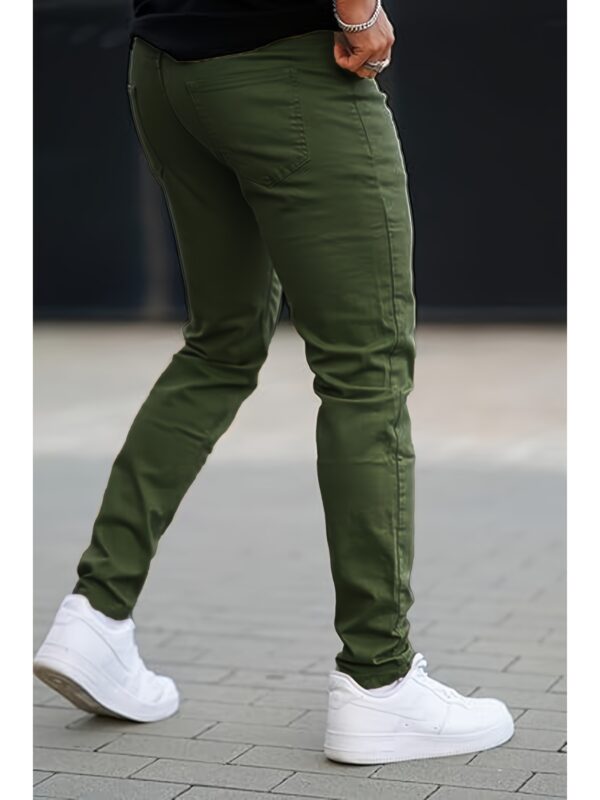 Men'S Slim-Fit Stretch Denim Jeans - Casual, Comfortable, and Stylish for Casual Attire, Dark Green, Medium Stretch, All-Season Wear, Comfortable Clothing | Slim Fit Jeans | Woven Texture - Image 10