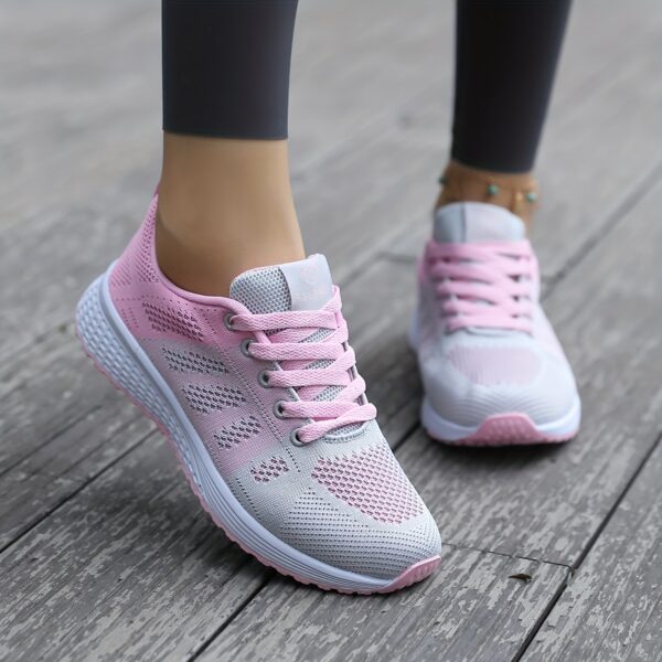 All-Season Women'S Breathable Mesh Sneakers - Lightweight Lace-Up Running Shoes, Comfortable Casual Walking Shoes with EVA MD Sole, Fabric Upper & Insole for Work, Travel, and Sports, Casual Wear Sneakers | Stylish Laceup Shoes | Breathable Mesh Upper - Image 2