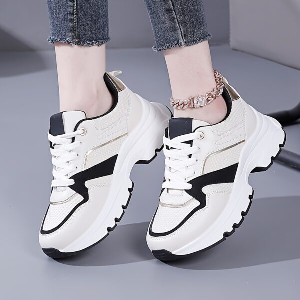 Women'S Spring Outdoor Running Shoes, All-Season Breathable Sneakers, Fashionable Thick Sole Comfort Sports Shoes with Motion-Control Support, Fabric Upper & Inner, TPU Sole, Man-Made Materials - Image 9
