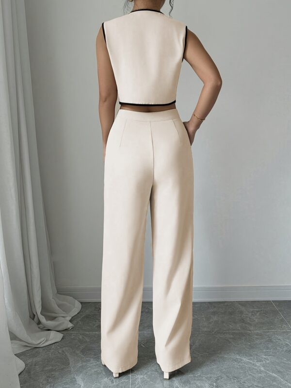2025 New Summer Suit with Button and Belly Button Exposed, Wide Leg Pants Two-Piece Set - Image 3