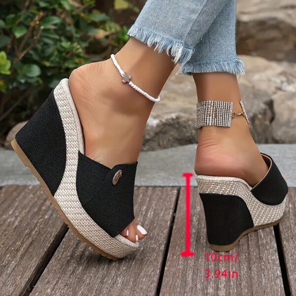 Stylish Women's Summer Slippers, Casual Versatile Thick-Heel Wedge Slides, Solid Color Indoor & Outdoor Slip-Ons for All Occasions - Perfect for 68 Festivals - Image 6