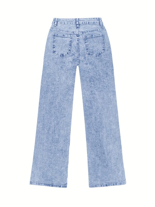 Women's Fashionable Stretch Straight-Leg Jeans, Loose and Comfortable Fit, Classic Snowflake Wash Blue Jeans, Suitable for All - Image 13
